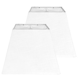 White Lamp Shades Set of 2, 8''x8''Top, 13''x13''Bottom 10'' Height, Square Lampshades Replacement Lamp Shades Natural Linen Hand Crafted for Table Lamps Floor Lamps Pendent Light, Assembly Required