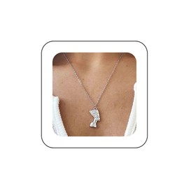 Inilbran Boho Egyptian Queen Necklace Vintage Egyptian Pharaoh Pendant Necklace Nefertiti Head Choker Necklace Old Queen King Nefertiti Necklace Chain Jewellery for Women and Girls, Zinc