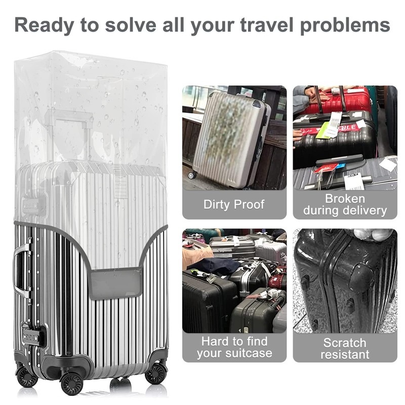 JZRTravel Luggage Covers for 30 Inch Suitcase Protector, Thicken Clear