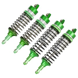 4pcs Oil All Metal Shocks RC Shock Absorber Damper Set for Traxxas Rustler 4X4 VXL Slash 2WD 4x4 Hoss Stampede Bandit Nitro Shock Absorber Damper Set 1/10 Upgrades Parts Replace of 5862 (Green)