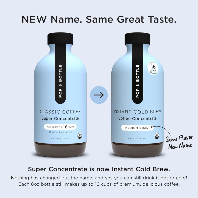 Pop & Bottle Coffee Concentrate - Organic Cold Brew Concentrate,