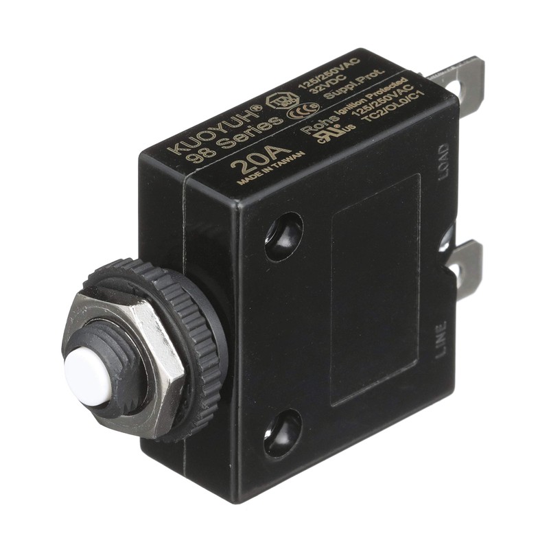 SEACHOICE 13151 Push Button Circuit Breaker 20A , Black