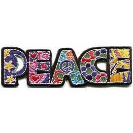 HHO Peace sign hippie boho retro flower power summer of love hippy applique Patches, Cute Applique Sew Iron on Kids Craft Patch for Bags Jackets Jeans Clothes
