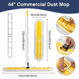 Suclain 2 Pack Dust Mop 43" 36" Commercial Dust Mop Floor Sweeper Adjustable Sweeper Mop Dust Mops Industrial Mops Broom with Long Handle for Floor Cleaning Hardwood, Tiles, Marble Floors(43 Inch)