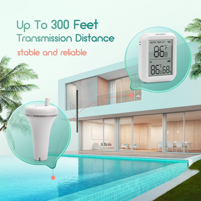 Inkbird Wireless Pool Thermometer and Receiver Set, Updated Version Floating