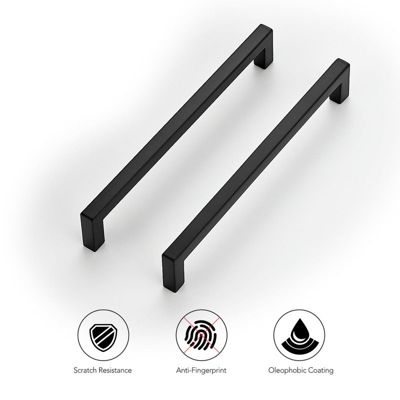 Ravinte 10 Pack Solid Kitchen Cabinet Handles Matte Black Cabinet