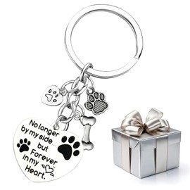 Kisstta Dog Keyring, Dog Memory, Stainless Steel Keyring Paw Print, Mourning Gift with Engraving for Family, Loves, Friends, silver, M