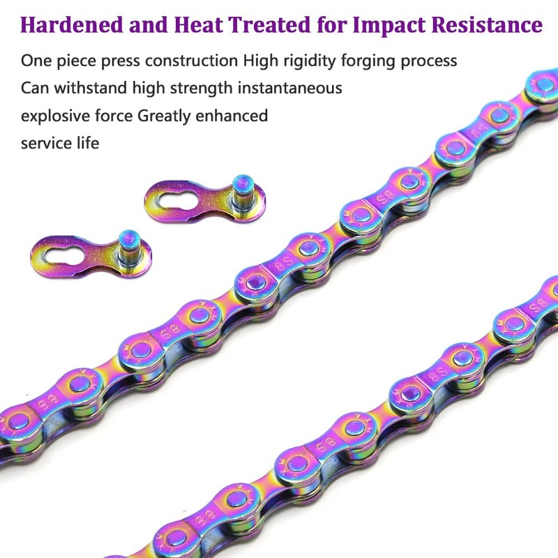 GOIYZTTR 8 Speed Chain, 6/7/8 Speed Bike Chain Colorful Electroplating