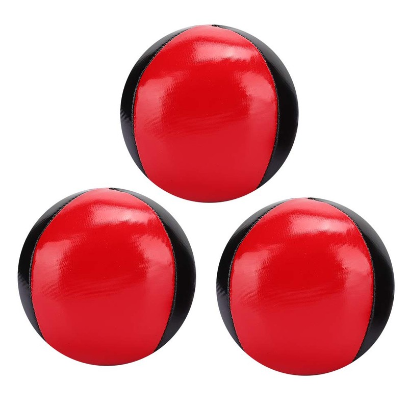 3 Pcs Juggling Balls Red Black PU Leather High End