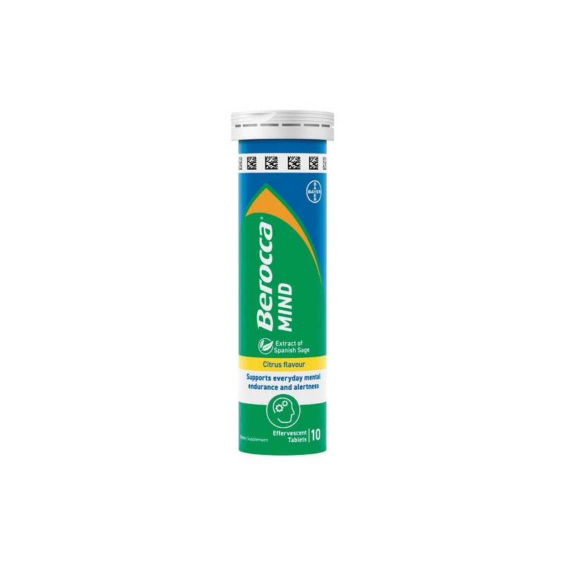 Berocca Mind Citrus Effervescent Tablets, Vitamin B & C, Magnesium,