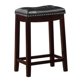 Angel Line Cambridge Padded Saddle Stool with Cushion, 24" Set of 1, Espresso with Black