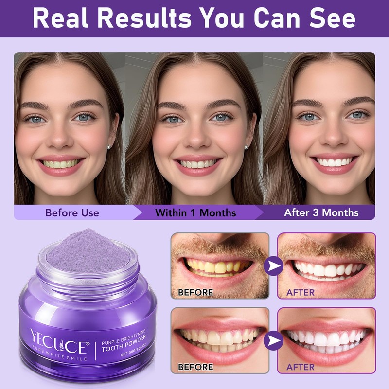 Teeth Whitening Powder, 2Pack Purple Teeth Whitening Powder, Toothpaste Power,
