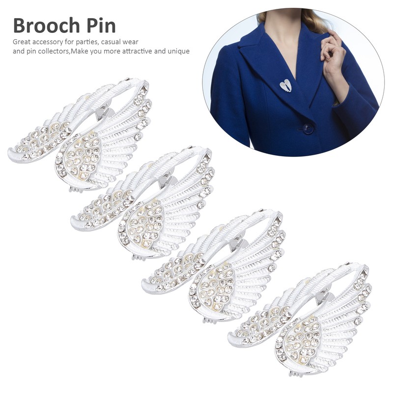 4Pcs Brooch Pin Diamond Angel Wing Pattern Cute Fashion Lapel