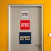 Square Emergency Exit Only Sign with Adhesive Tape, Mounts On