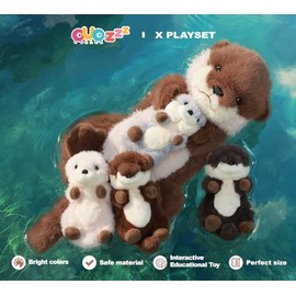OUOZZZ 18.5" Otter Plush Toy with 4 Babies, 5 in 1 Otter Stuffed Animal for Kids Girls Boys, Soft Cuddly Sea Otter Family Plushies Toy for 3+ Year Old Birthday Gifts