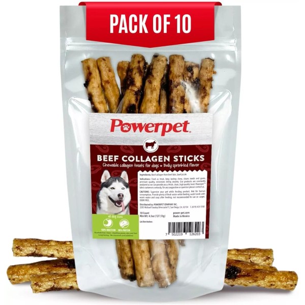 Powerpet Beef Collagen Sticks Dog Chew - Bully Sprinkled-Pack of