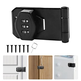 Latch Combination Lock, Wieat 3 Digit Home Cabinet Combination Lock, keyless Rotary Open Combination Lock for Drawers, cabinets, Filing cabinets, Small Doors, Grain bin Doors, Filing cabinets