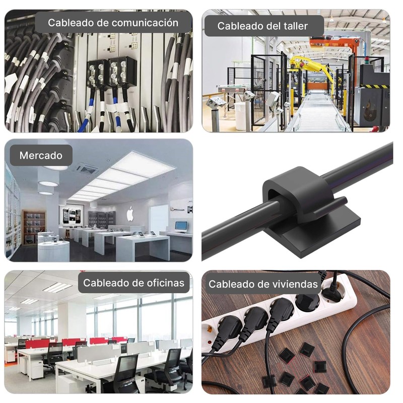 55 Piezas Clips Organizadores de Cables Autoadhesivos, Soportes de Cable