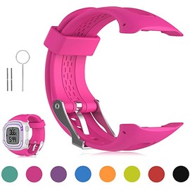 Adjustable Soft Silicone Replacement Wrist Watch Strap with Tool Pins Compatible for Garmin Forerunner 10 Forerunner 15 GPS Running Watch