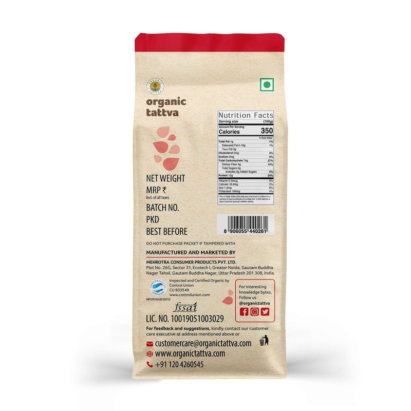 Organic Tattva Semolina Coarse Rawa Suji, 500g USDA Organic Certified