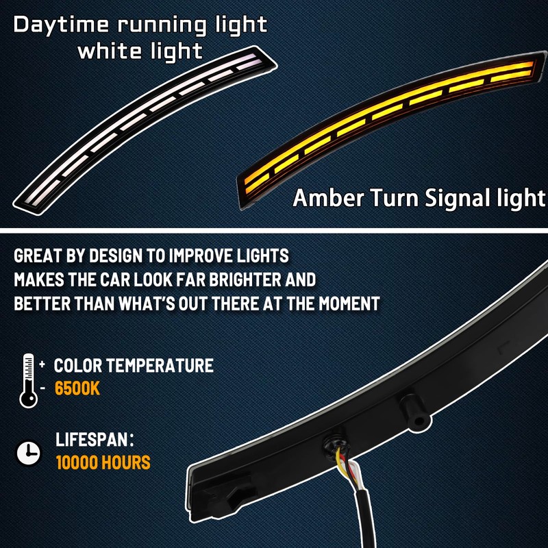 GEEGEETOP Smoked Lens LED Side Marker Bumper Light DRL Assembly