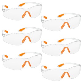 O-Kinee Pack of 6 Safety Glasses, Transparent Eye Safety Glasses, Safety Glasses, Laboratory Glasses, Scratch-Resistant Protective Glasses, Transparent for Glasses Wearers