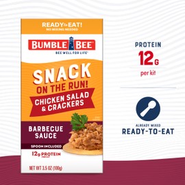 Bumble Bee Snack on the Run BBQ Chicken Salad with Crackers Kit, 3.5 oz (Pack of 12) - Ready to Eat, Spoon Included - Shelf Stable & Convenient Protein Snack