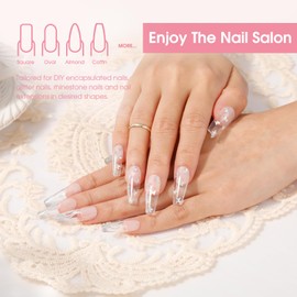 ROSALIND Clear&Deep Nude Extension Gel, 2 PCS 30ml Deep Nude Poly Nail Gel kit Clear Nail Builder for Nail Art, Nail Thickening Poly Nail Gel Tube Need UV Lamp