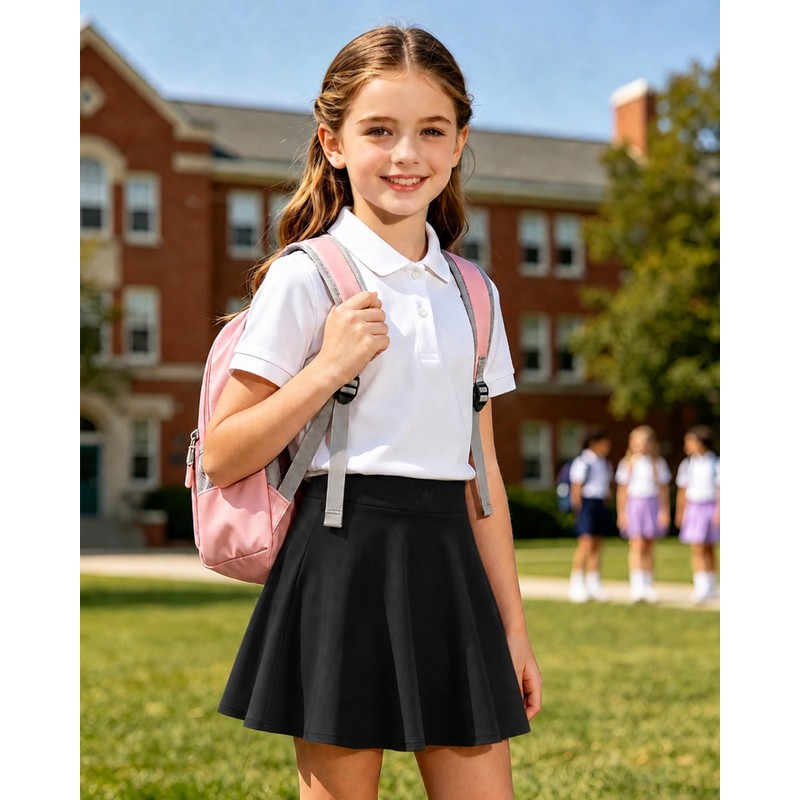 Ekfewou - Faldas deportivas para niñas pequeñas, con bolsillos, Negro