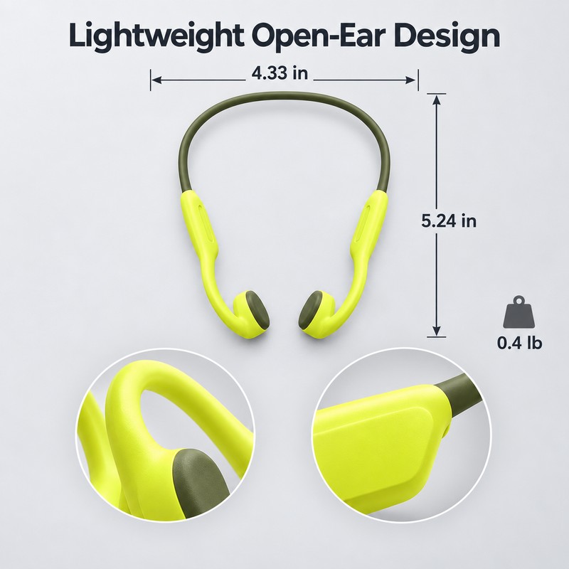 32GB Bone Conduction Headphones – IPX8 Waterproof Open-Ear Wireless Earphones