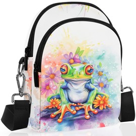 FyLybois Frog Small Crossbody Bags for Women Casual Cell Phone Bag Wallet Purse Waterproof with Card Slots Adjustable Strap