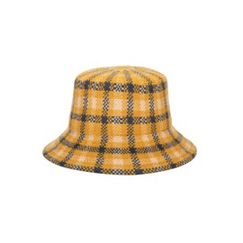 San Diego Hat Co. Women's Gala Checkered Knit Wool Blend Bucket Hat, Mustard, One Size