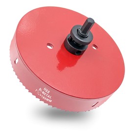 Hordion 180mm 7.1 inch Hole Saw with Drill Bits & Arbor, Heavy Duty Bi-Metal Hole Cutter for Cornhole Boards Wood Plastic Drywall