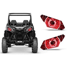 AMR Racing UTV Headlight Eye Graphics Decal Cover Compatible with Can-Am Maverick 1000 X3 Sport - Cyborg Red