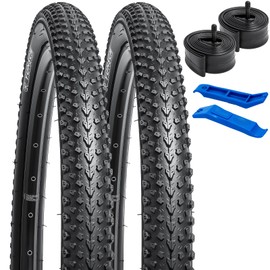 YUNSCM 2-PCS 24" Bike Tires 24 x 2.125/57-507 60TPI and 24" Bike Tubes Schrader Valve Compatible with Mountain Bike 24x1.95 24x2.0 24x2.10 24x2.125 24x2.15 Bike Bicycle Tires and Tubes (Y-1136)