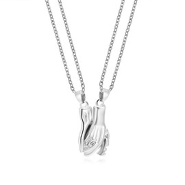 Zeshimb Holding Hand Magnetic Necklace Palm Pendant Couple Necklace Detachable Magnet Hand Friendship Necklace Statement Necklace Chain Jewelry for Women