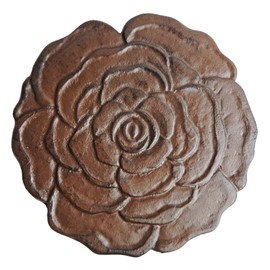 Cast Iron Flower Rose Stepping Stone Garden Yard Pond Decor Rustic Brown 11 inch