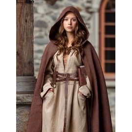 Ultrafun 3pcs Renaissance Belt Accessories Faux Leather Medieval Viking Chain Belt Bag Skirt Hike Ren Faire Costume Accessories (Brown)