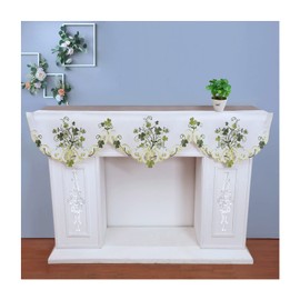 Simhomsen Embroidered Irish Clover St. Patrick’s Day Mantel Scarf Fireplace Top Runner for Spring Shamrock Decorations (60 × 17 inches)