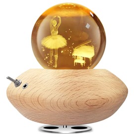 Kajiewo Music Box, 3D Crystal Ball Music Box with Warm Light Projection, 360 ° Rotating Kids Night Light Room Decor Gift for Girls Women Kids Mom Birthday Valentine's Day Christmas