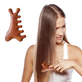 Sandalwood Massage Comb for Head & Body, Wide-Tooth Wooden Hair Brush, Multi-Use Facial & Body Care Tool, Portable Beauty Accessory
