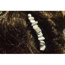 Tumbled White Howlite Stone Hair Combs (Quantity of 2)