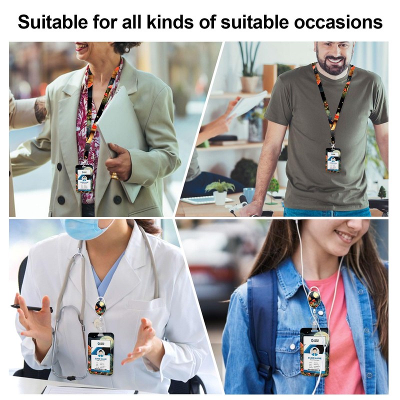 ID Badges Case with Breakaway Lanyards,Cute Badge Holder with Retractable