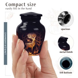 YATSKIA Deer Human Remains Urns - Funeral Urns for Adult Ashes Men & Women - Human Remains Urns - Little Urns for Human Ashes - Adult Urns for Human Ashes 3 Inch,