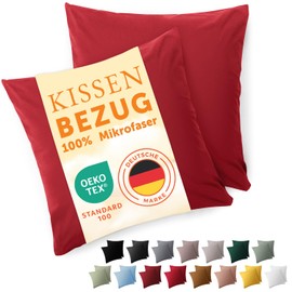 Blumtal Set of 2 Cushion Covers, 50 x 50 cm, with Zip, Pillow Case Made of Soft Brushed Microfibre Fabric, Oeko-Tex® Certified, Red