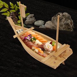 Bamboo Sushi Boat Serving Tray, Sushi Plate for Restaurant Plates Commercial, Extra Large Sushi Plates Sushi Boat Sashimi Serving Platter for Restaurant or Catering Service, 28*9.8*2.6in