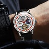 OLEVS Skeleton Automatic Men's Watches Mechanical Fashion Luxury Leather Waterproof
