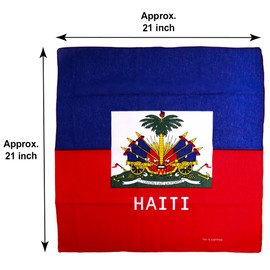 Beauty Town 3 Pcs Face Bandana Handkerchiefs 100% Cotton Print Multipurpose Head Wrap Scarf (Haiti - Blue)