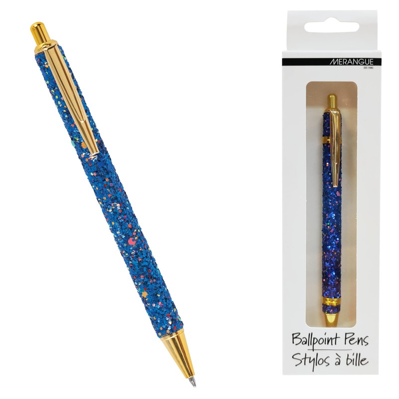 Merangue Sparkly Retractable Ballpoint Pen with Gold Accents, Medium, 1.0mm,