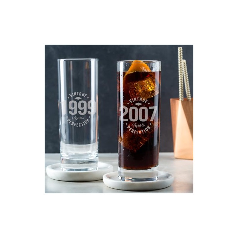 Dust and Things Vintage Aged to Perfection Highball Glass, Engraved